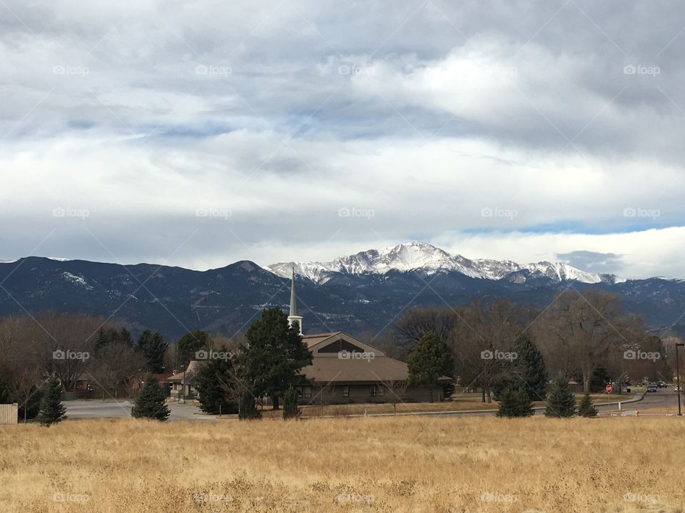 Snowy mountain view