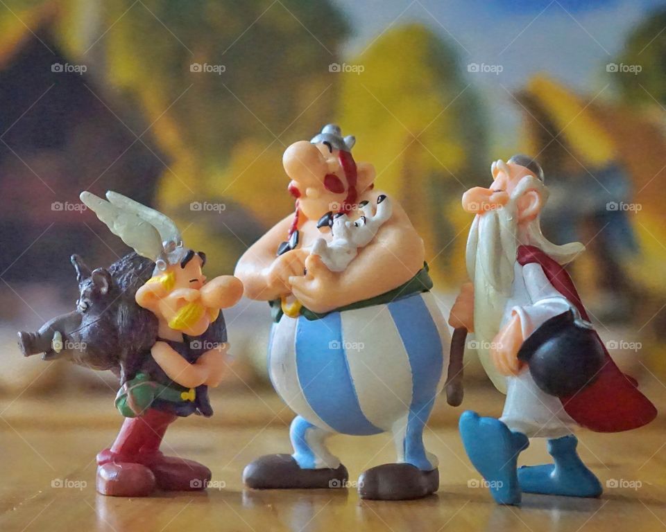 Toy figurine of Asterix and other fellows. Tribute to Uderzo and Goscinny.