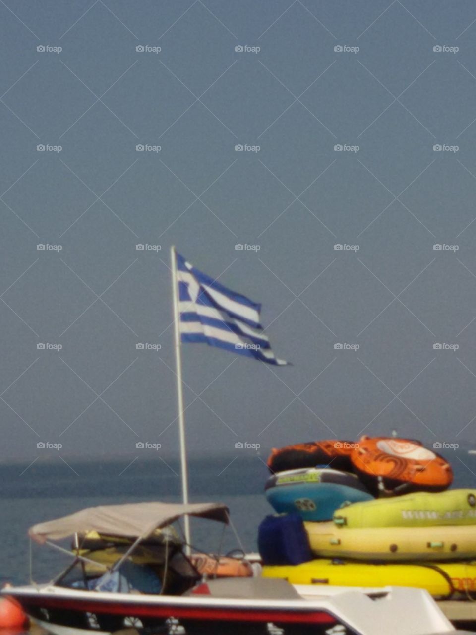 National Greece flag on boat