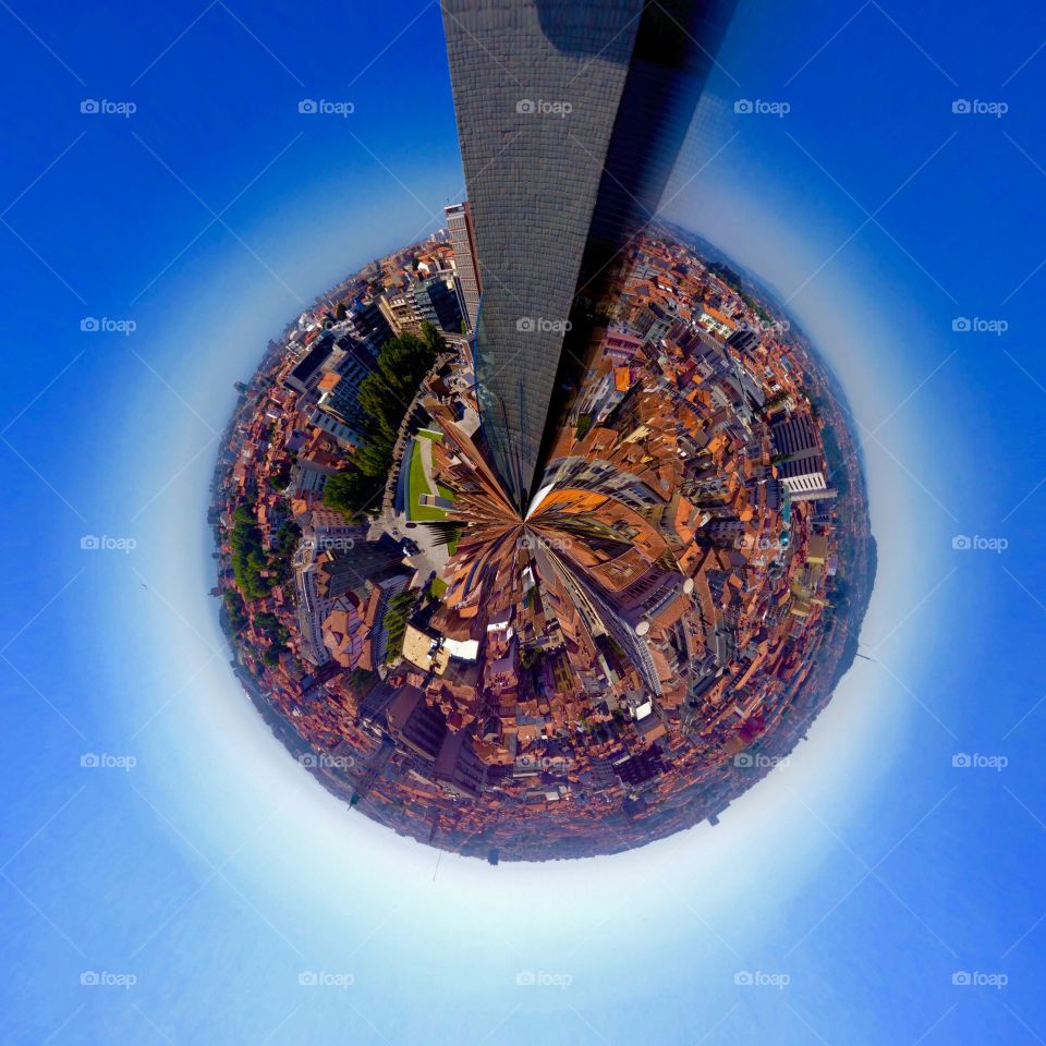 Abstract view of city in circle