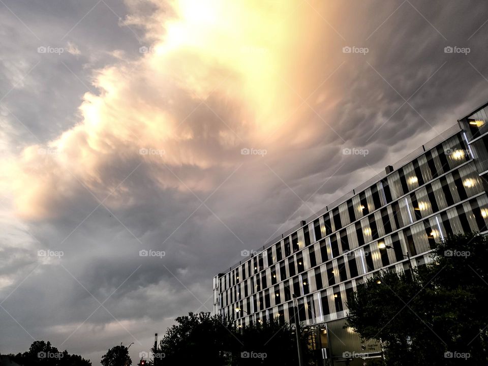 sunset clouds in the city