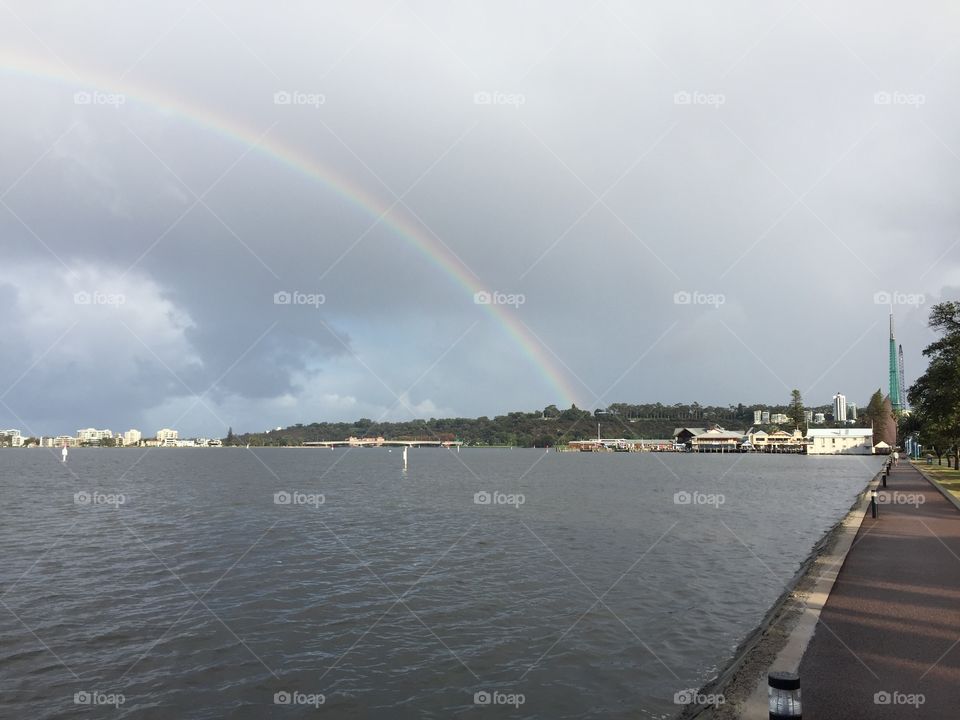 Rainbow over Swan River in Perth Australia