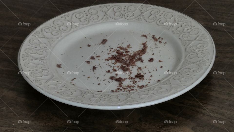chocolate crumbs on plate