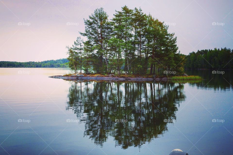 Tiny island in lake
