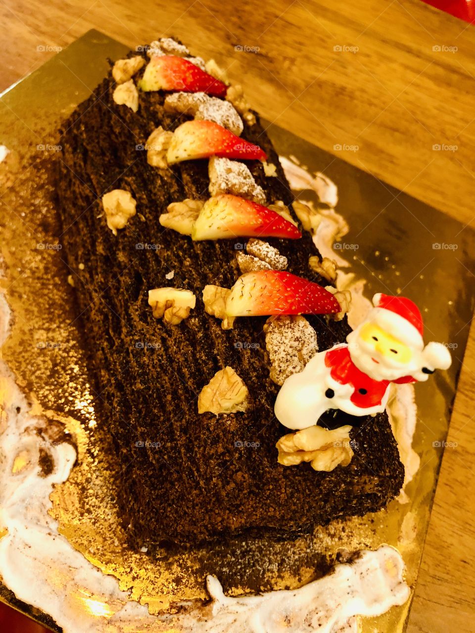 Dark Chocolate Christmas log cake 