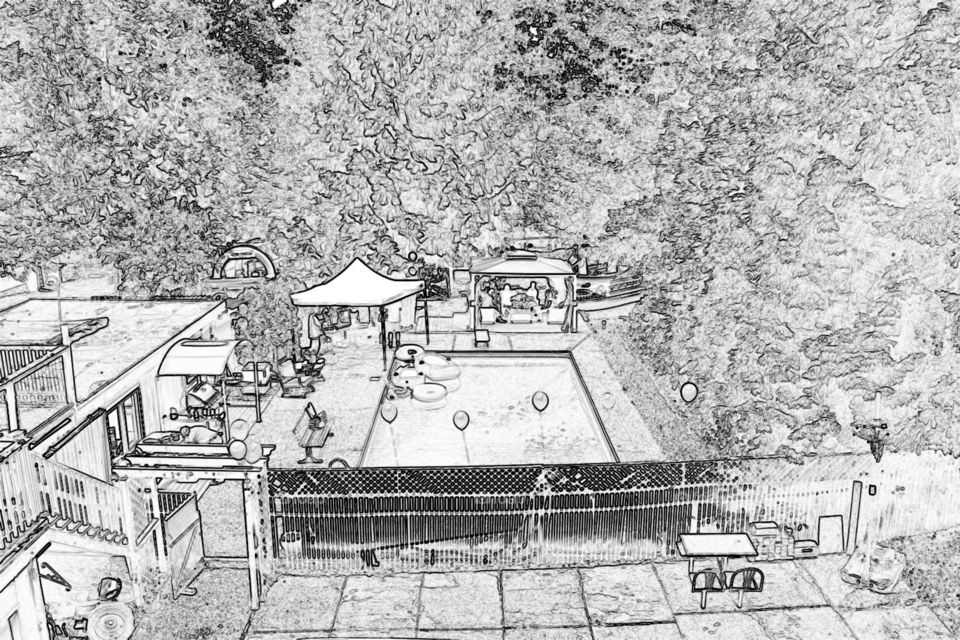 Out door pool party - digital sketch