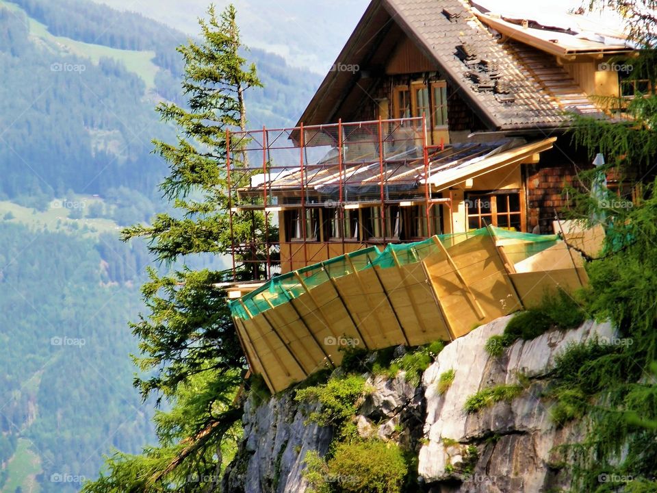 Restaurant on top of the Alps mountains, Austria