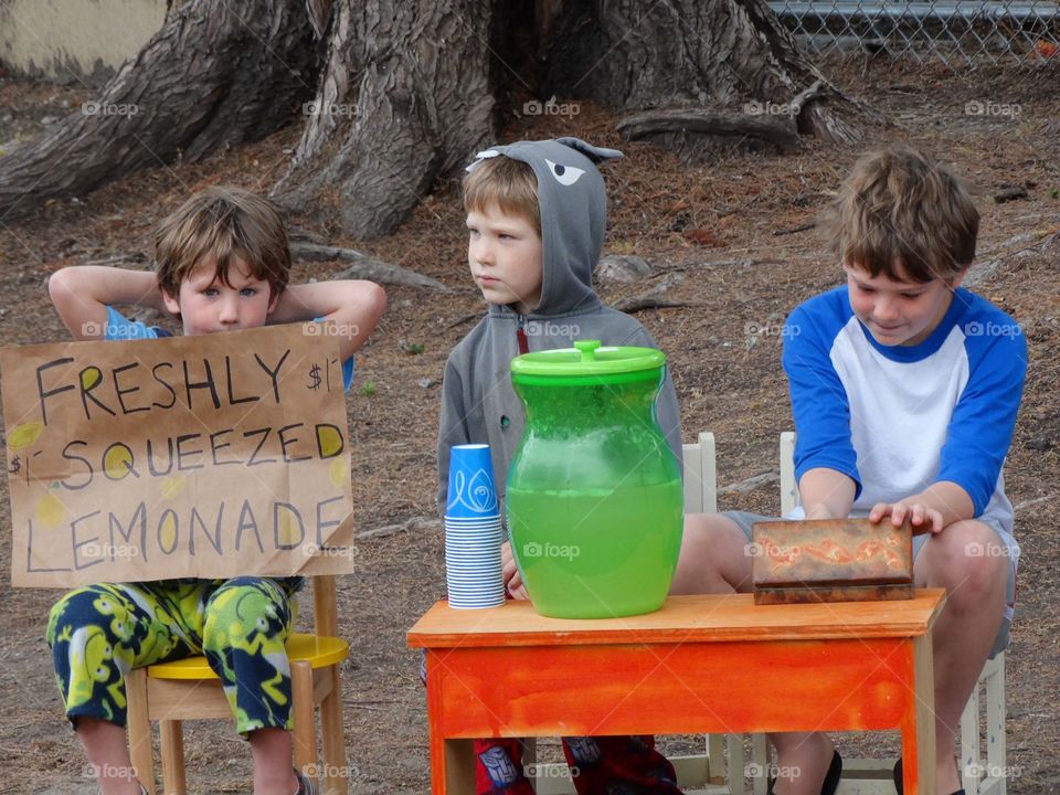 Boys Running A Lemonade Stand