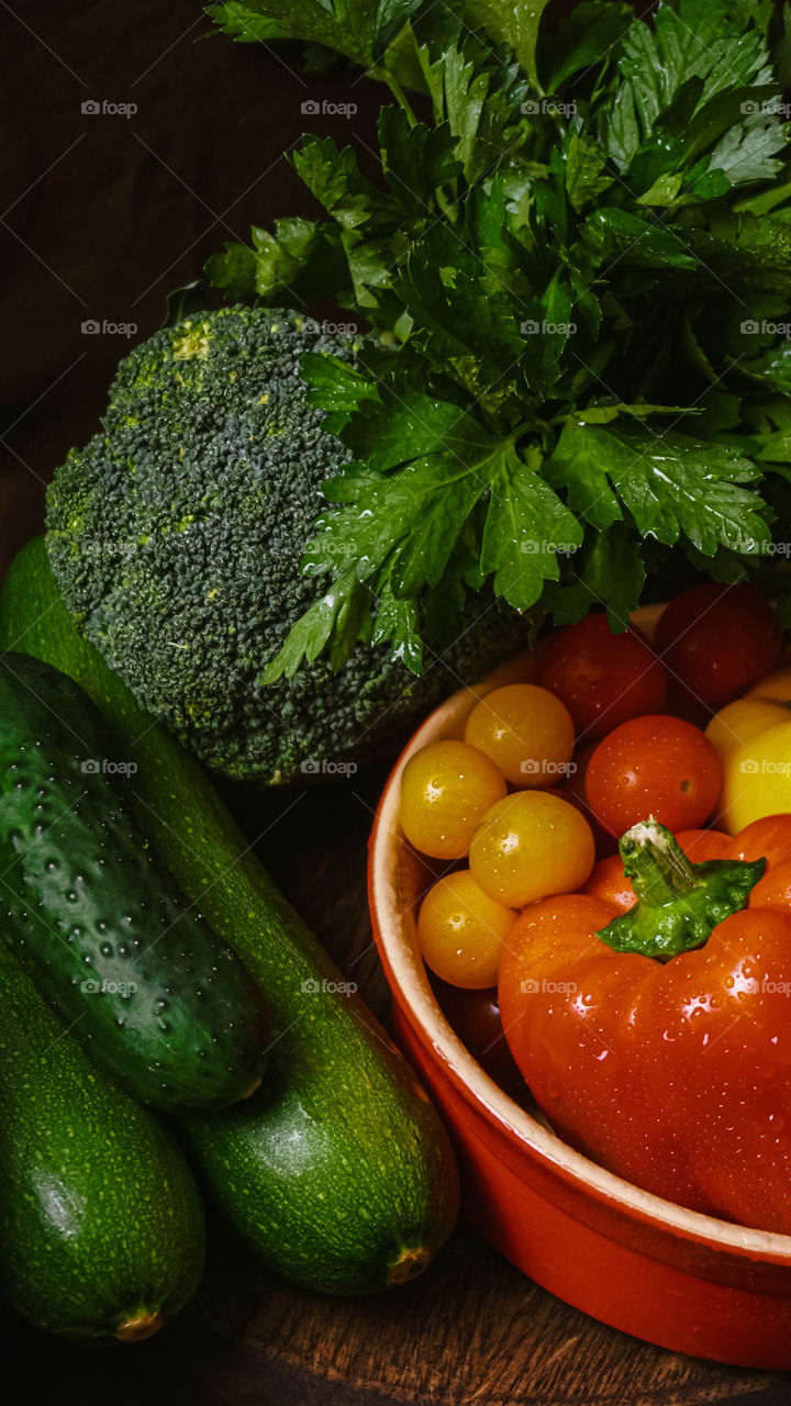 Vegetables on a dark background