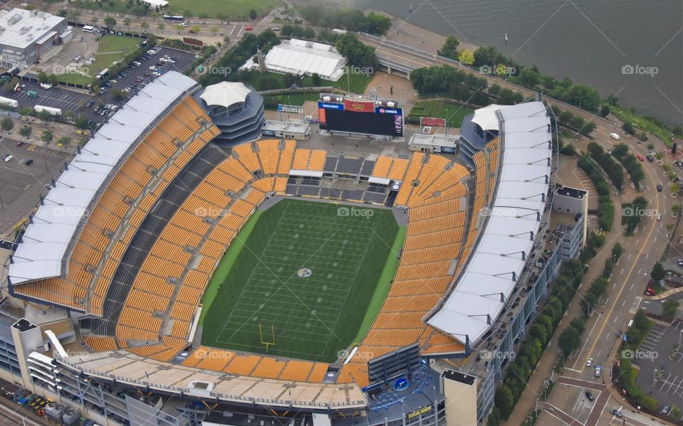 Aerial View of Heinz Field, Pittsburgh Steelers NFL Stadium in Pittsburgh PA 