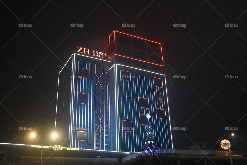 night hotel in color light