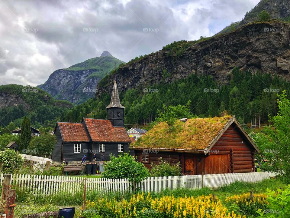 Flåm church in Norway. Beautiful colours in this amazing countryside. Brilliant architecture 