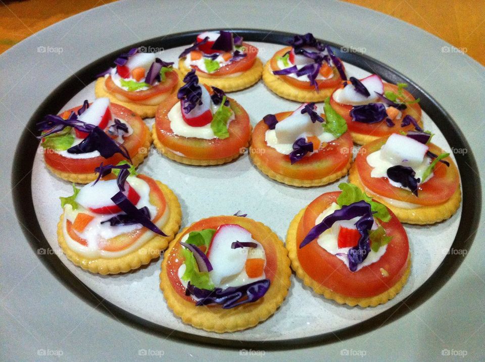 Snack food cracker in the dish