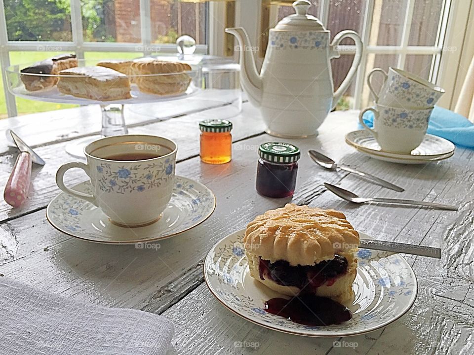 Traditional pastries with hot tea