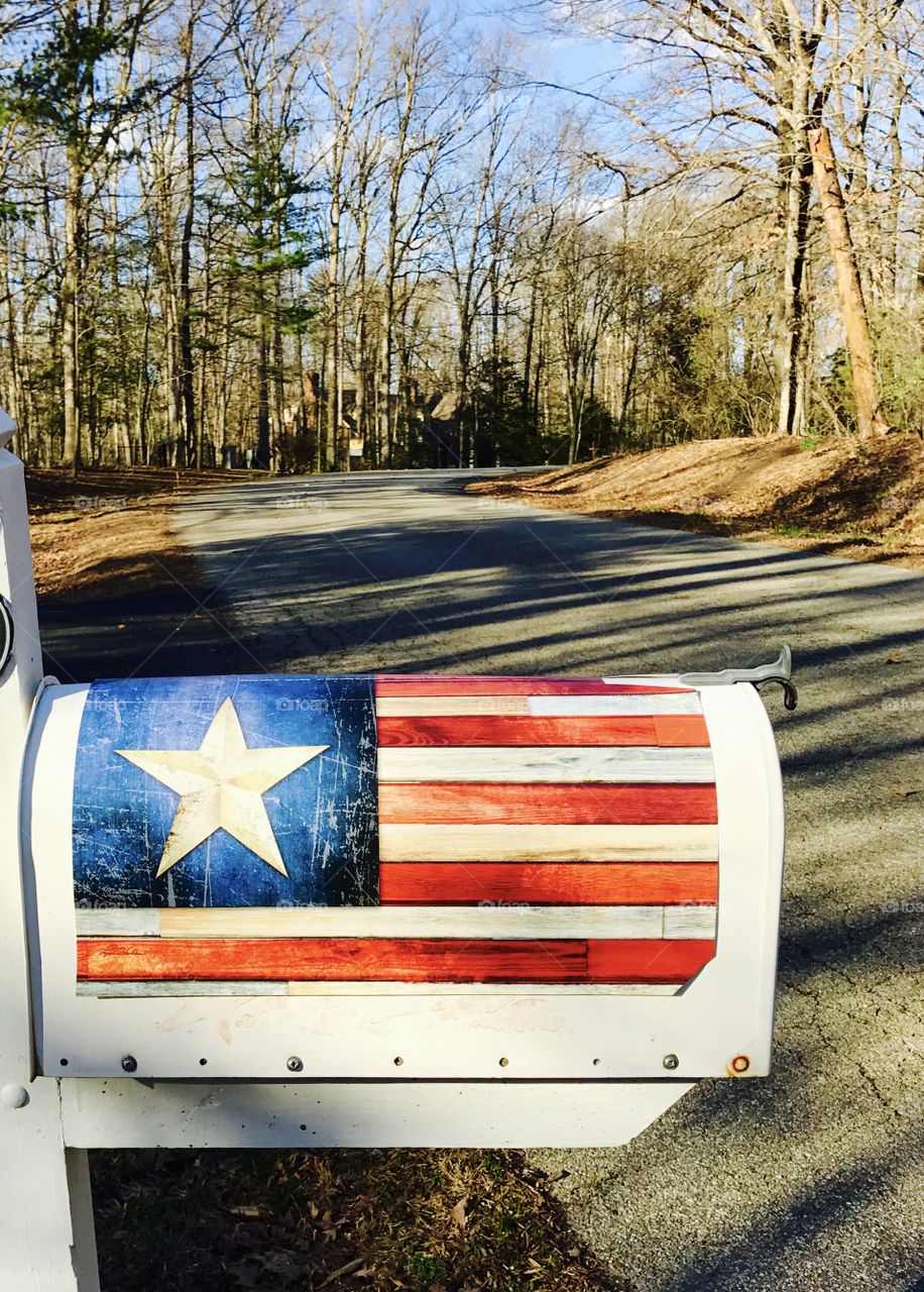 Mailbox Decorated as American Flag