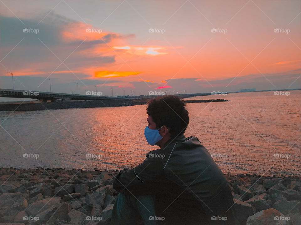 Me and Sunset at Pantai Indah Kapuk (PIK) in Jakarta, Indonesia