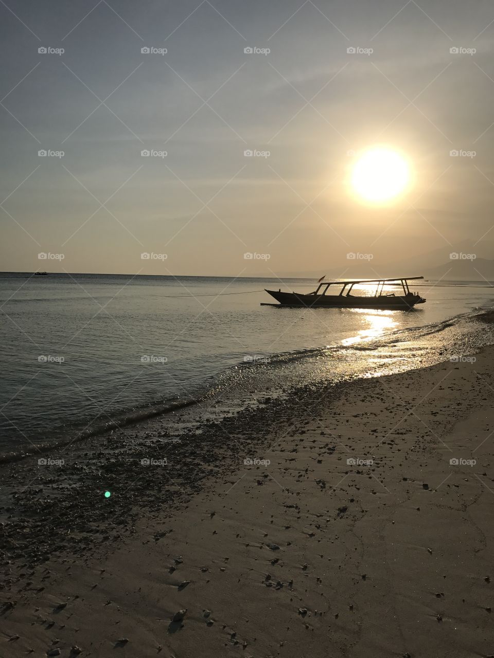 Sunset with Boat at Gili Trawagan, Bali