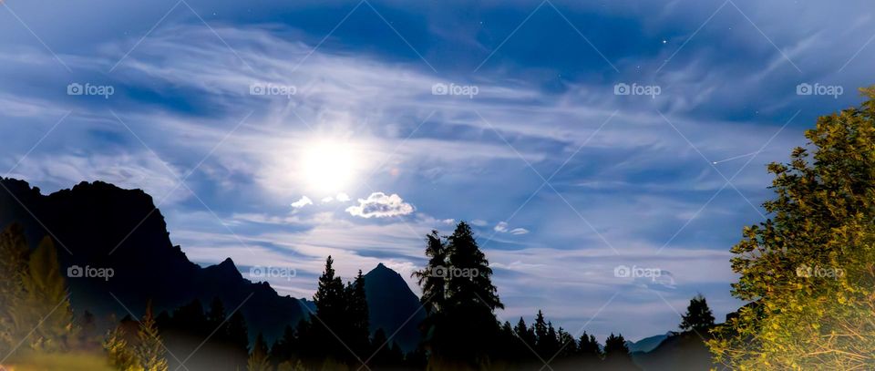 Starry Night - Full Moon in the mountains of in Central Italy was not strong enough to block out stars and a random meteor.