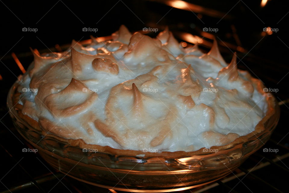 Baked Pie. Homemade chocolate cream pie. 