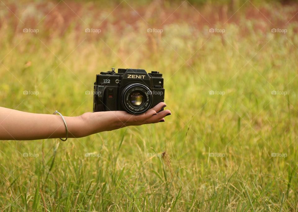 old camera on hand