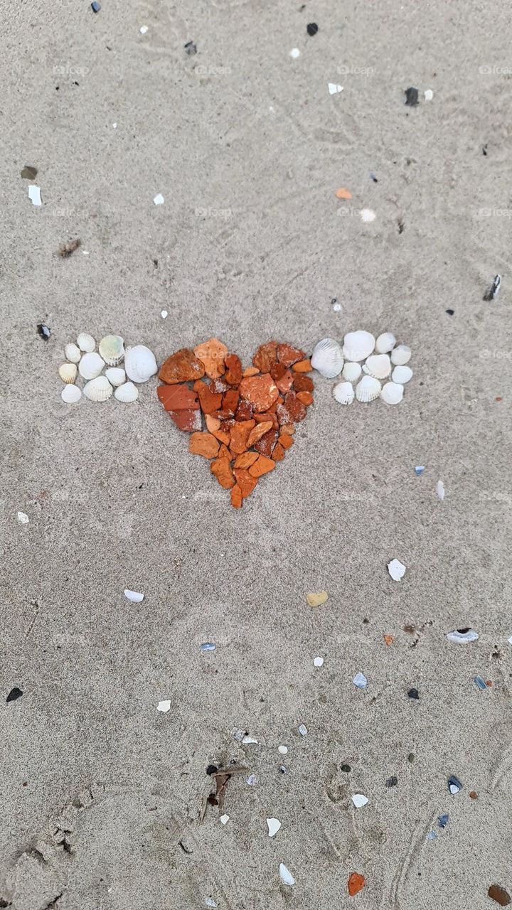 Herz my hearts red rot beach Strand sand