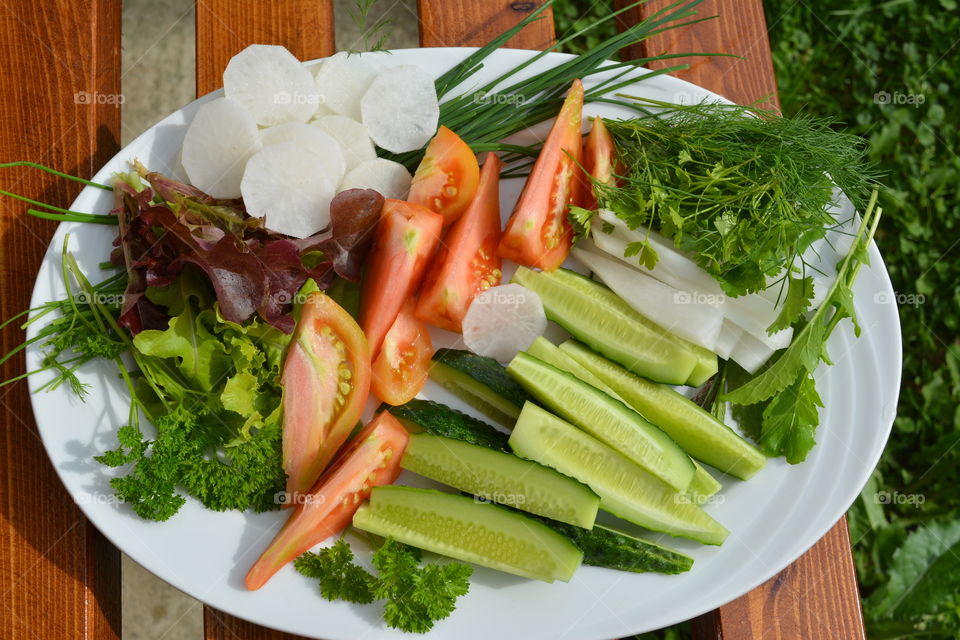 Salad in white plate