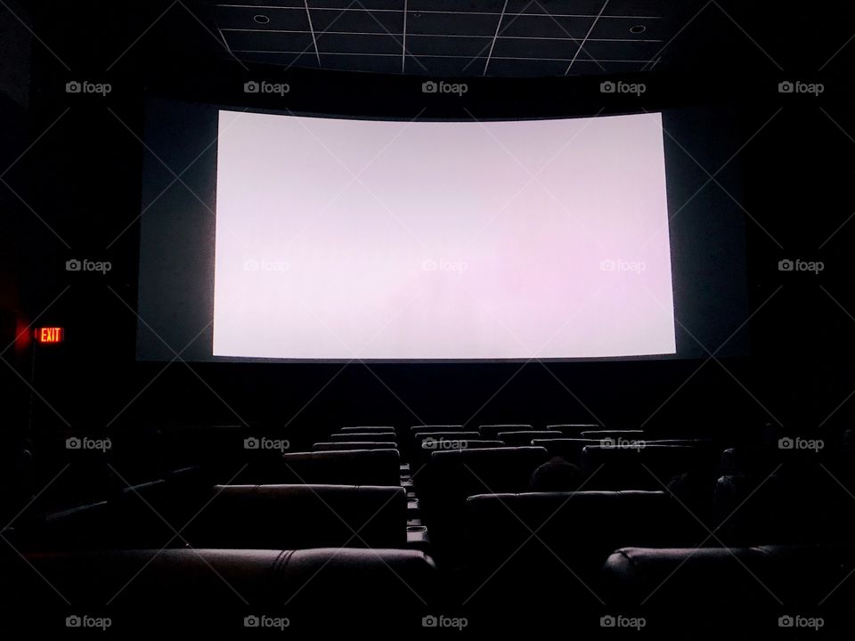 At the movies. Empty screen to use as an overlay for anything you want. 