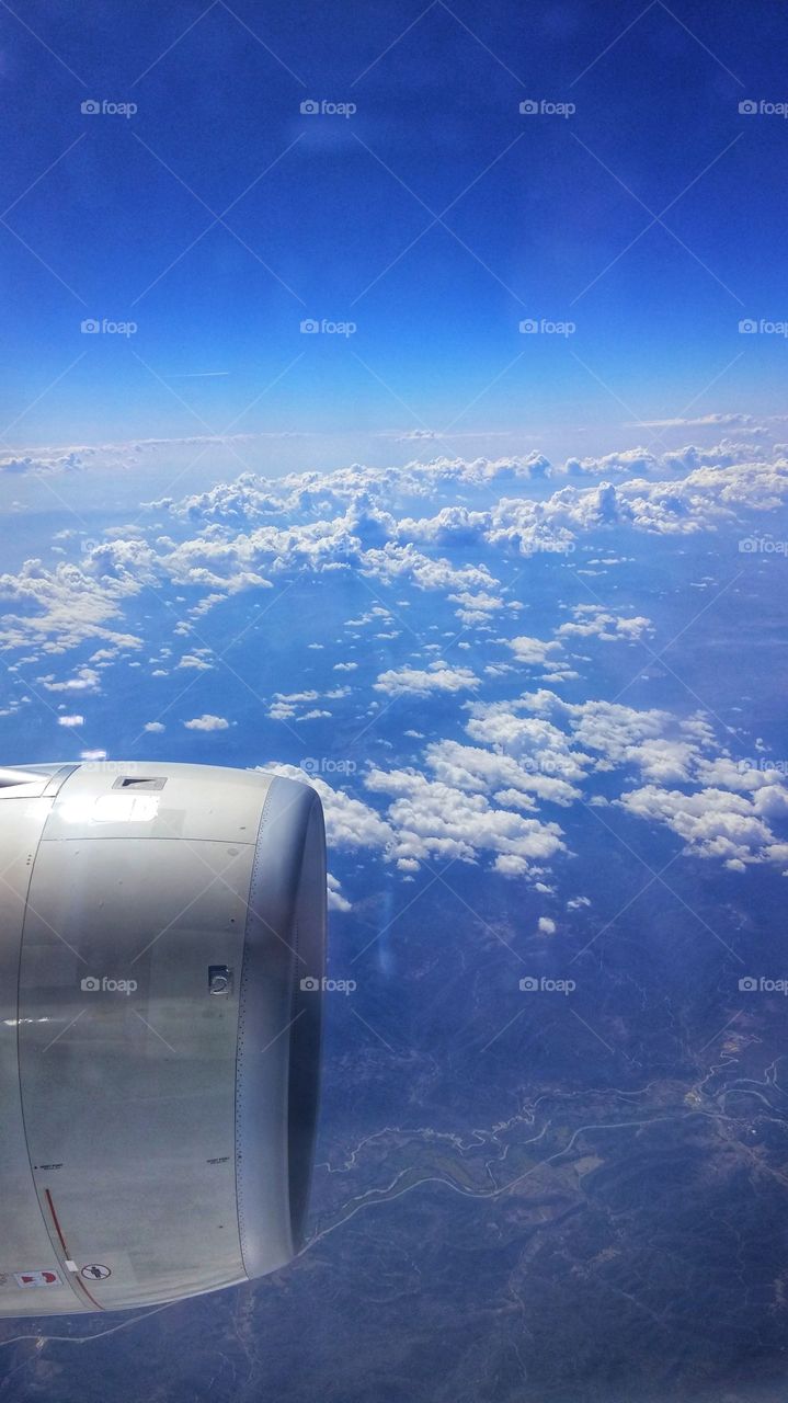 Beautiful sky view from moving flight