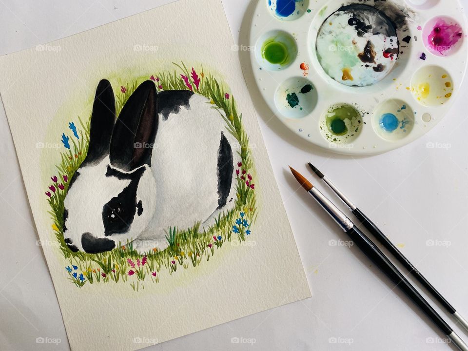 Rabbit Watercolor painting 