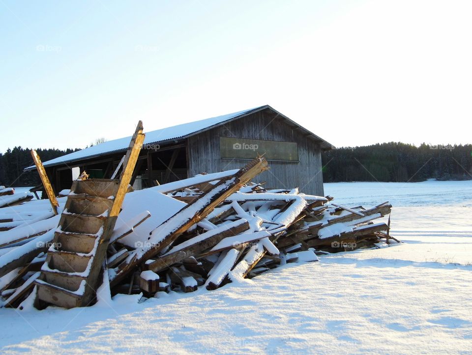 storage and wood in landscape from frame and Snow White
