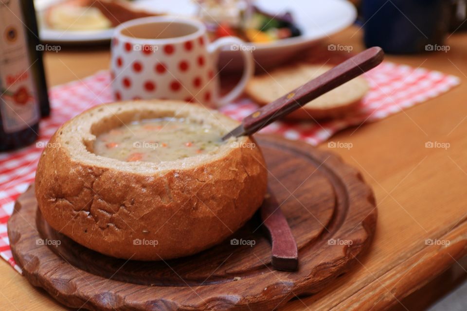 Traditional soup in broad 