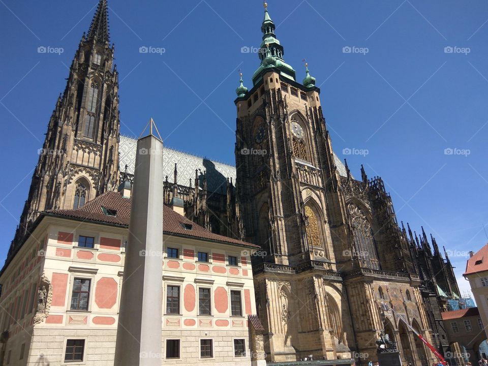 Prague  church at sunny day.