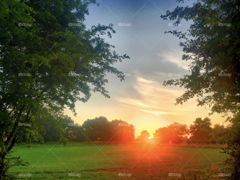 Idyllic Countryside sunrise over a rural landscape 