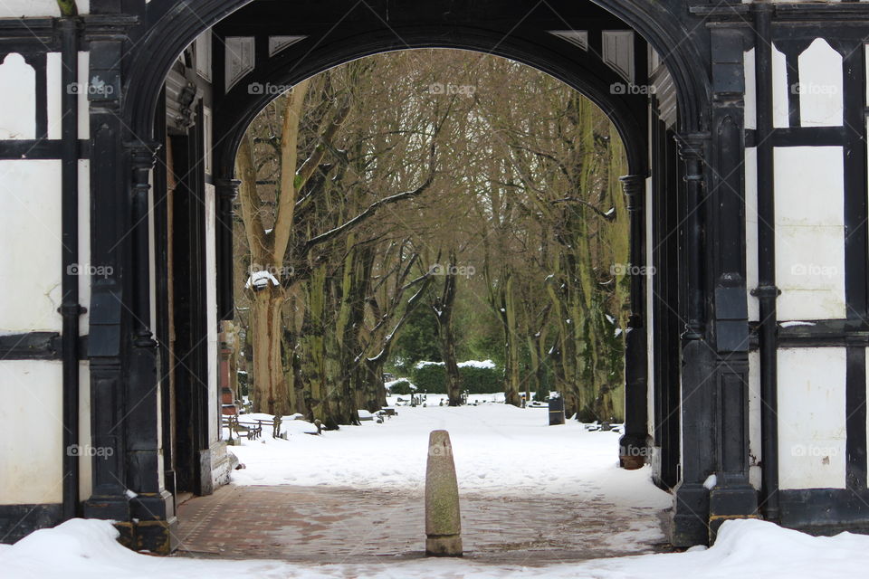 English graveyard in winter.
