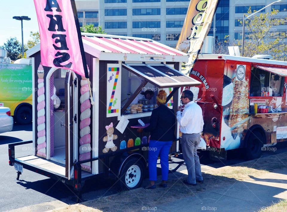 Modern food truck in the city