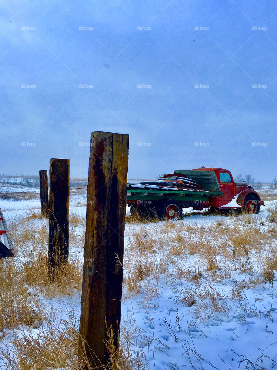 Antique truck on the prairie 