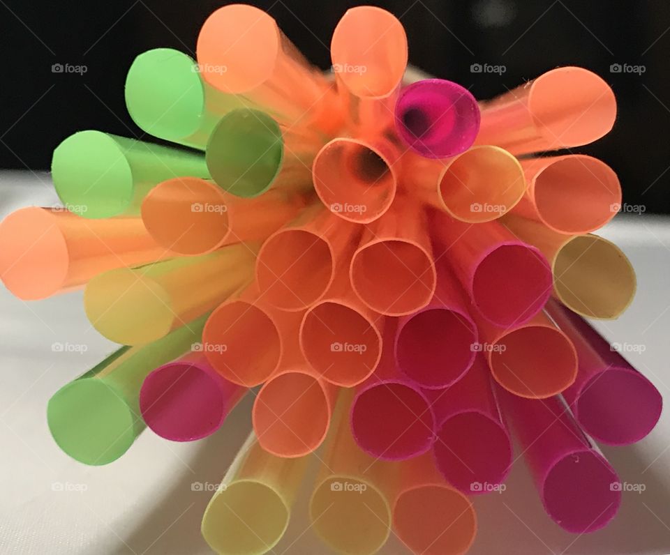 Neon colors drinking straws tubes 