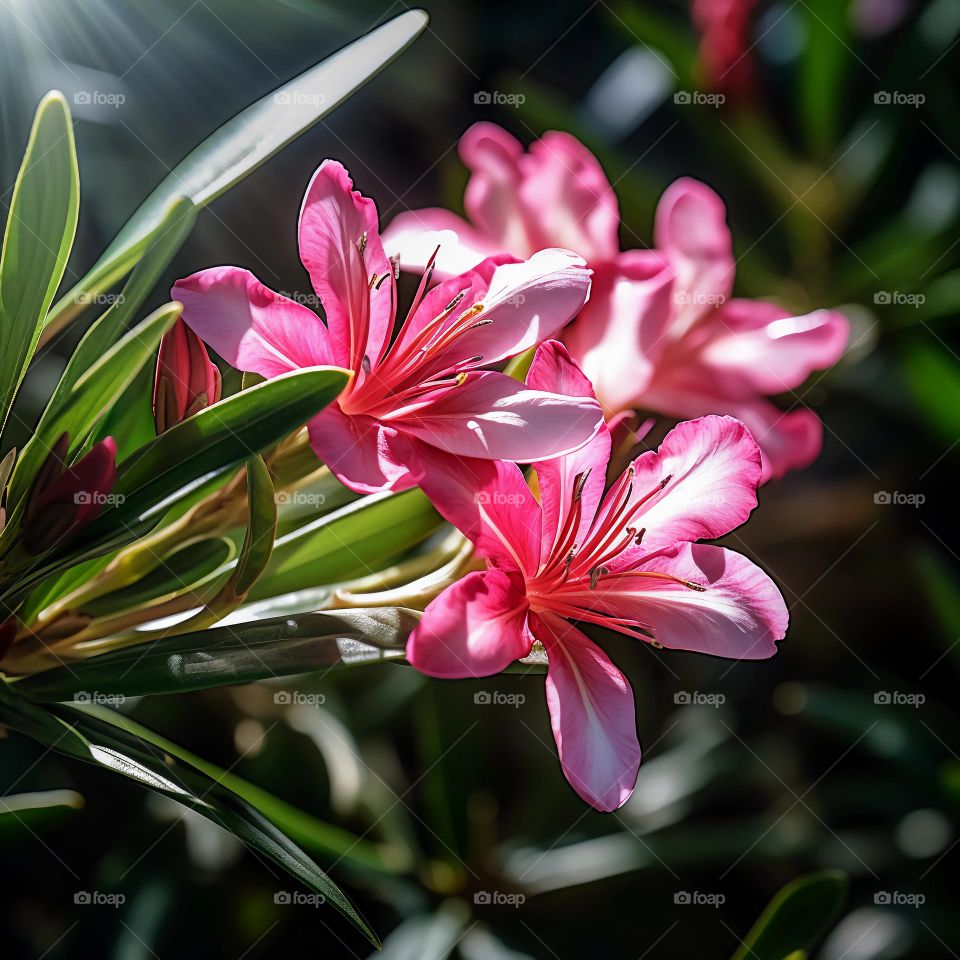 Pink Oleander blooming 