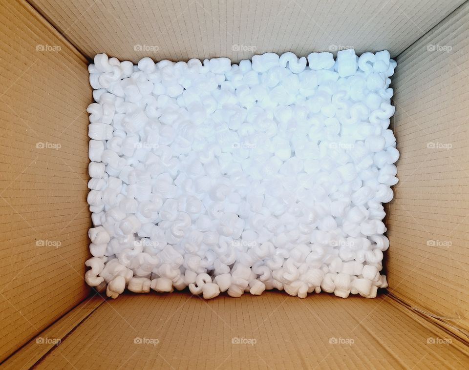 polystyrene packaging photographed from above