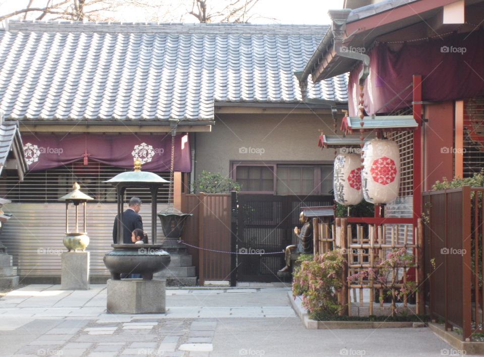 Asakusa Kannon. Sensoji Buddhist Temple and Gardens. Tokyo, Japan.  Shrine and Lanterns