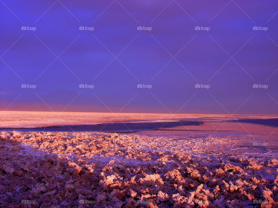 Atacama pink desert under the blue sky