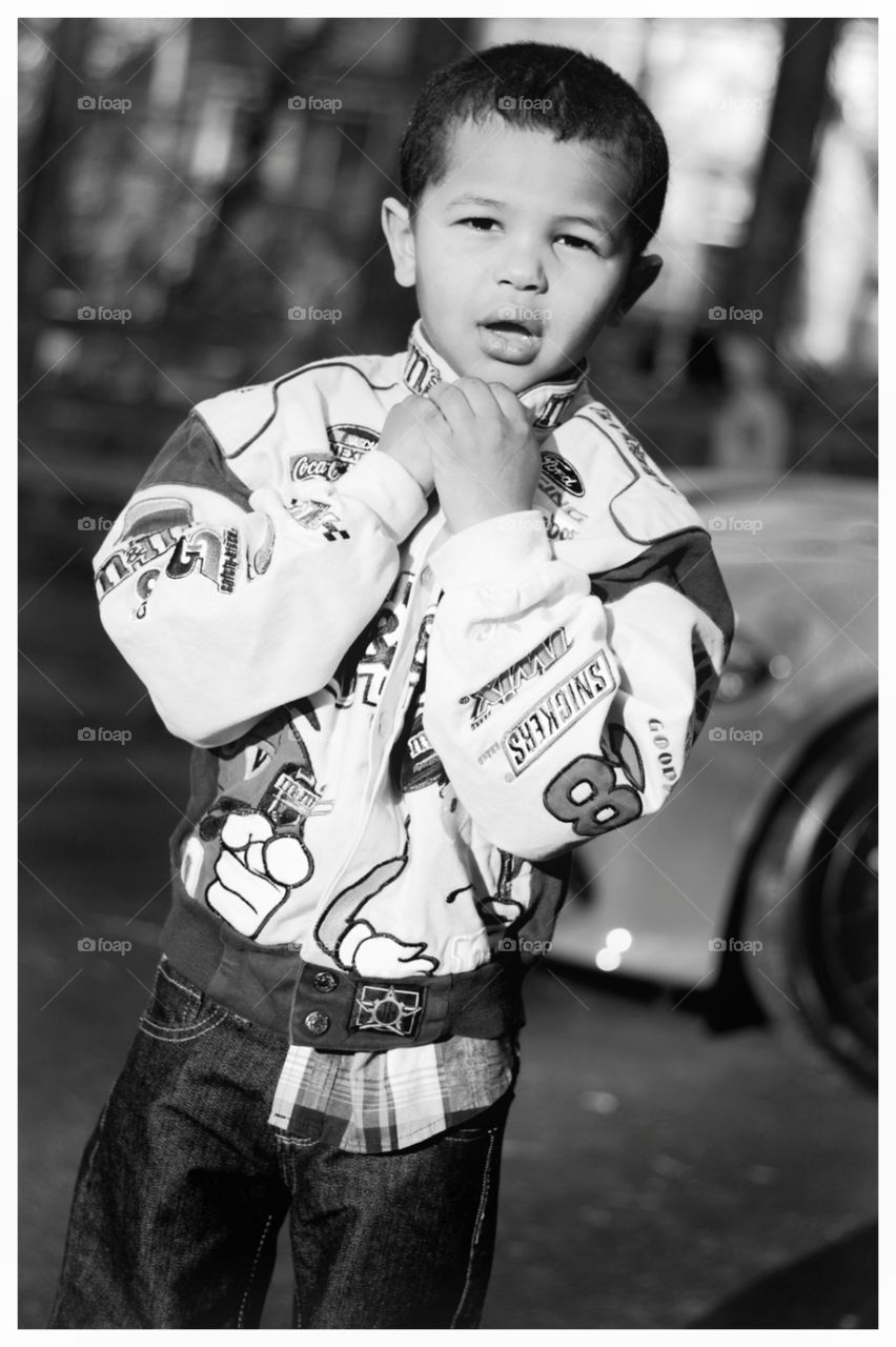 Preschool Boy At Car Show in Chesterfield, Virginia USA