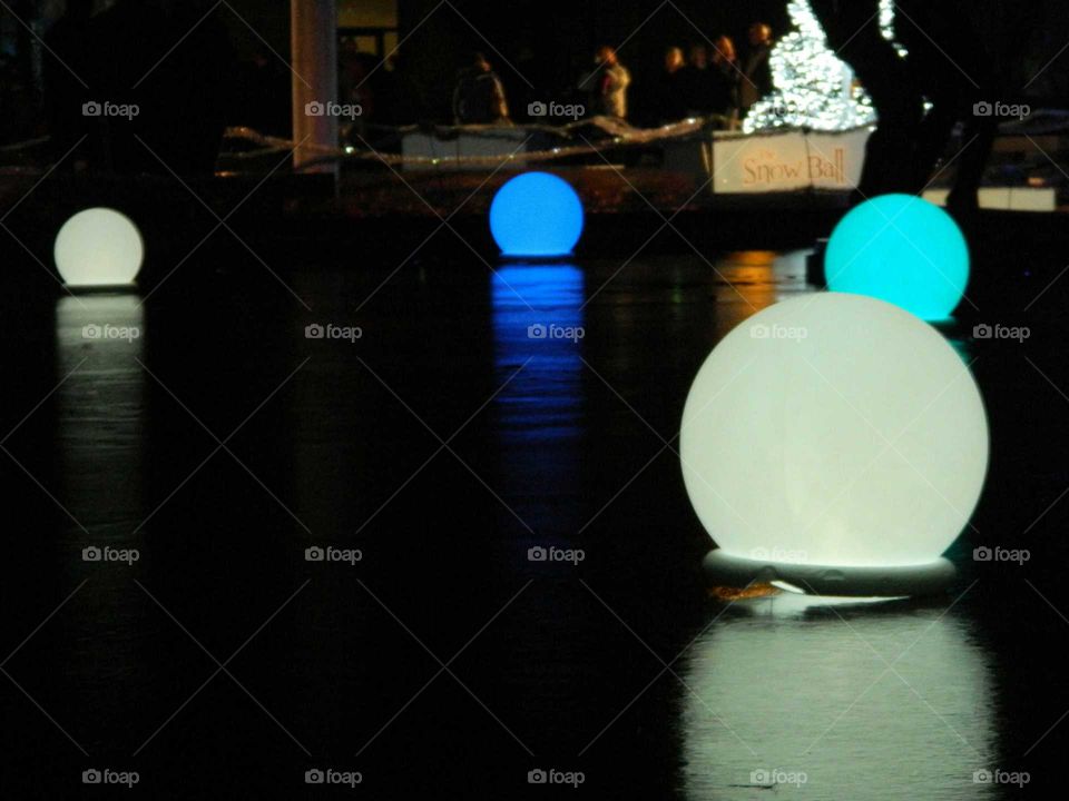 holiday lights on the water