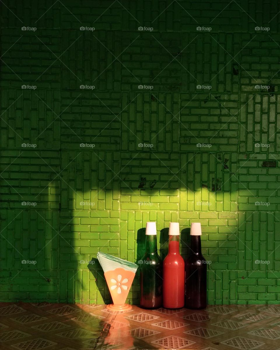 napkin and bottles