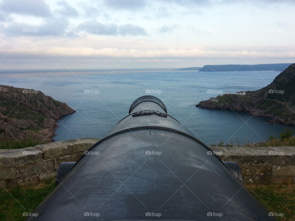 Cannon looking over Narrows. Artillery The Royal Newfoundland Regiment used to protect St. John's Harbour