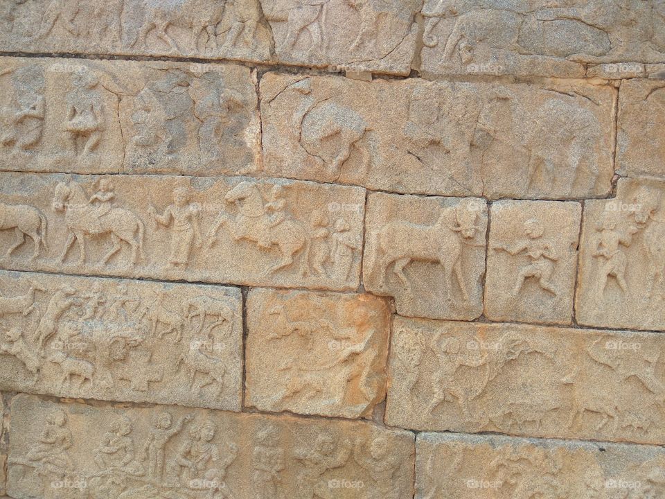 the wall painting,Ancient Indian Architecture from Hampi , India