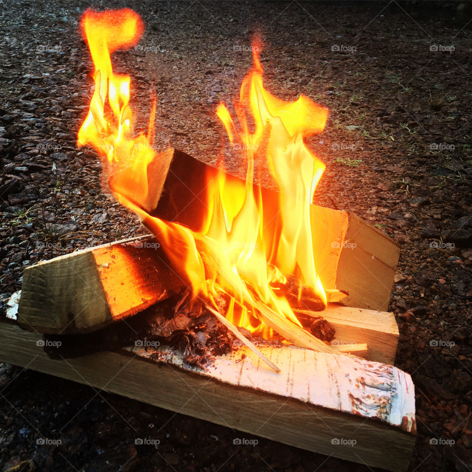 a nice warming fire after a long walk in the forest