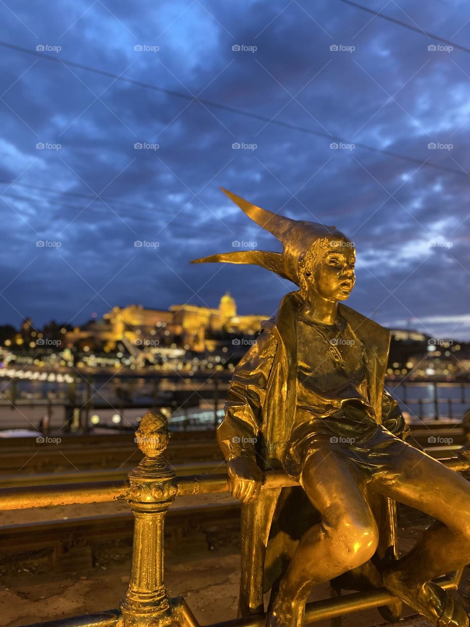 Majesty view of Buda castle. Little Princess statue