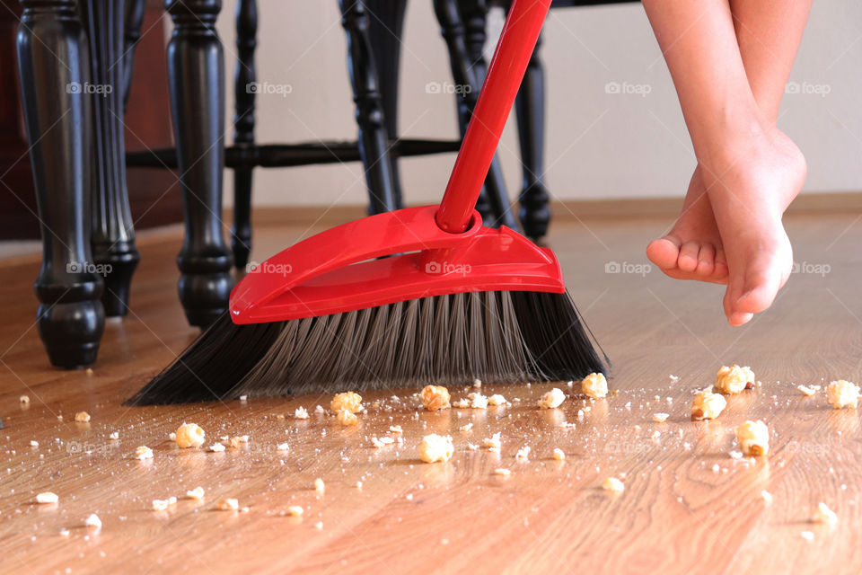 Sweeping crumbs off the floor