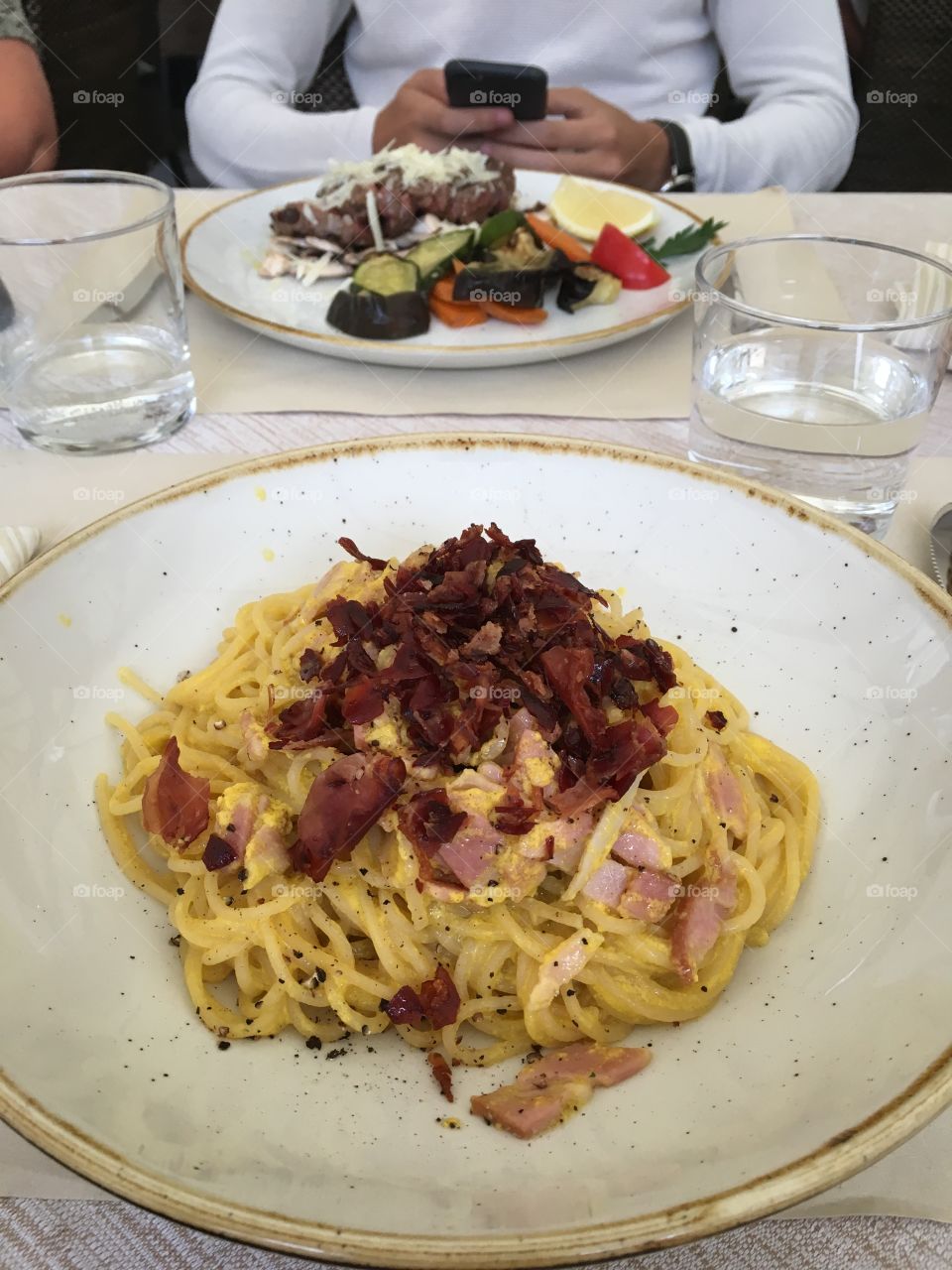 Verona Italia 

Yum yum
Cheese and Ham Spaghetti with Bacon 
(>_<)